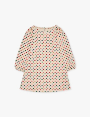 KONGES SLOJD: Drey heart-print organic-cotton dress 9 months-8 years