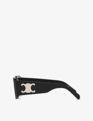 Celine Womens Cl40282u Triomphe Rectangle-frame Acetate Sunglasses Black In Black