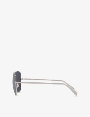 Celine Womens Cl40284u Triomphe Rhinestone Square-frame Metal Sunglasses Grey In Grey