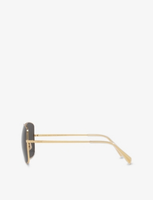 Celine Womens Cl40284u Triomphe Rhinestone Square-frame Metal Sunglasses Gold In Gold