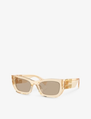 Shop Miu Miu Womens Brown Mu 09ws Regular-frame Acetate Sunglasses