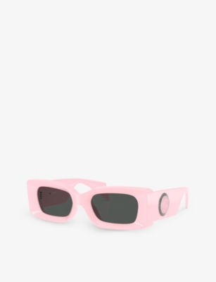 Versace Medusa Rectangle Plastic Sunglasses In Pink