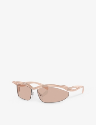 Prada Sculptural Oval Runway Sunglasses In Pink