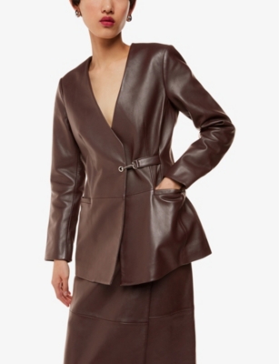 WHISTLES: Josie wrap-tie leather blazer