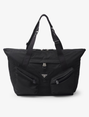 Shop Prada Re-nylon Recycled-nylon And Leather Tote Bag In Black