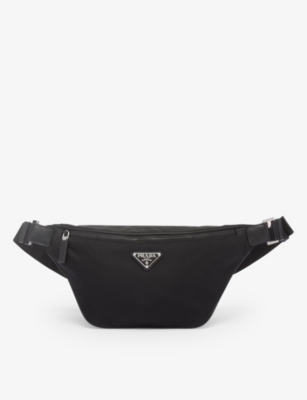 Prada Re-nylon And Saffiano Leather Belt Bag In Black