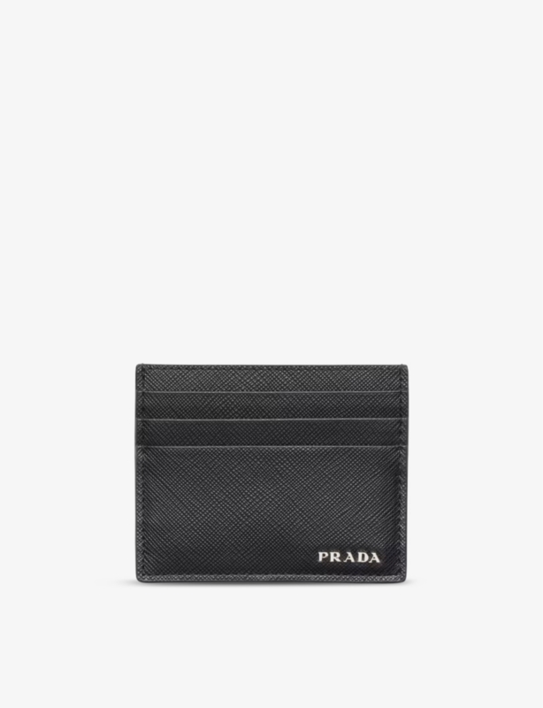 Logo-plaque saffiano leather card holder