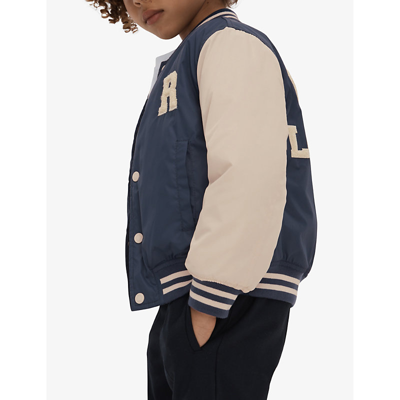 Shop Reiss Boys Airforce Blue/s Kids Arkan Textured-lettering Shell Bomber Jacket 3-14 Years
