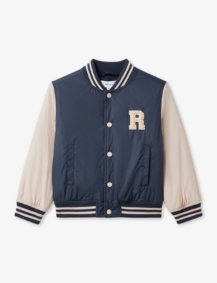 Shop Reiss Boys Airforce Blue/s Kids Arkan Textured-lettering Shell Bomber Jacket 3-14 Years