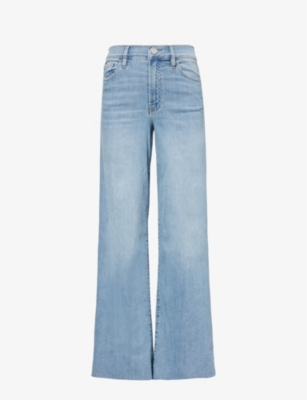 FRAME: Le Slim Palazzo Raw After wide flared-leg high-rise stretch-denim jeans