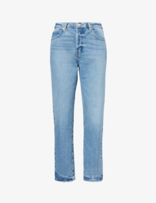Shop Frame Women's Rhode Grind Logo-embellished Straight-leg High-rise Recycled Denim-blend Jeans
