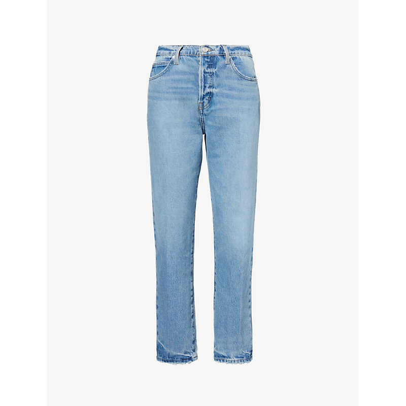 Shop Frame Women's Rhode Grind Logo-embellished Straight-leg High-rise Recycled Denim-blend Jeans