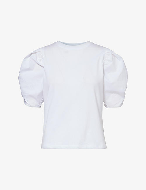 FRAME: Puffed-sleeve cotton-jersey T-shirt