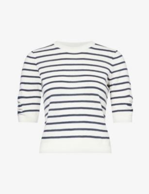 Frame Gathered Sleeve Sweater In Midnight Slate Multi