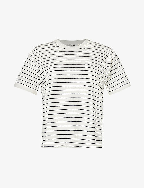 FRAME: Pocket striped organic-linen T-shirt