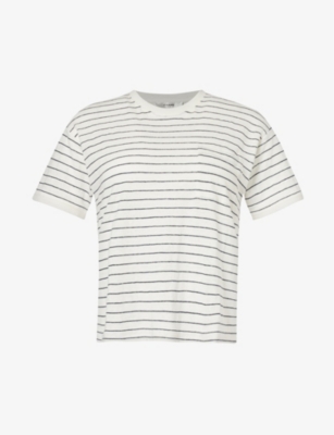 Shop Frame Women's Navy Multi Pocket Striped Organic-linen T-shirt