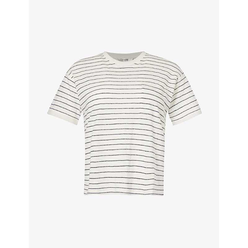 Shop Frame Women's Navy Multi Pocket Striped Organic-linen T-shirt