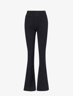 Shop Frame Women's Sheen Noir Le Jetset Flare Mid-rise Stretch-cotton Jeans