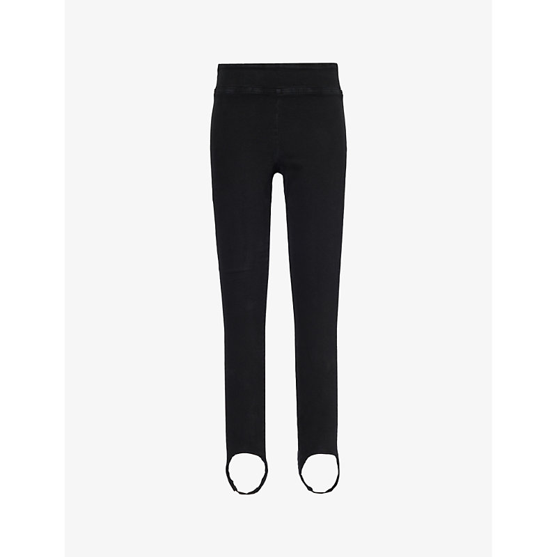Frame Womens Sheen Noir Jetset Stirrup Cotton-blend Leggings In Black
