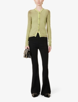 Shop Frame Womens Sheen Noir Jetset Flare-leg Cotton-blend Trousers