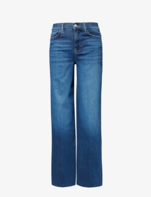 Shop Frame Women's Lupine Le Slim High-rise Wide-leg Regular-fit Stretch-denim Jeans
