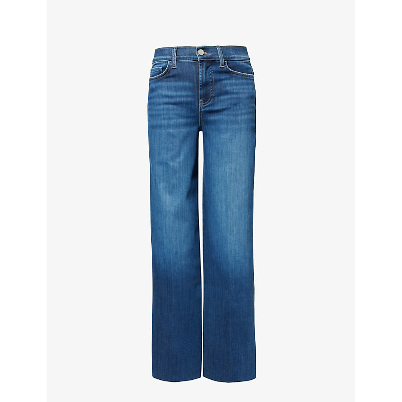 Shop Frame Women's Lupine Le Slim High-rise Wide-leg Regular-fit Stretch-denim Jeans