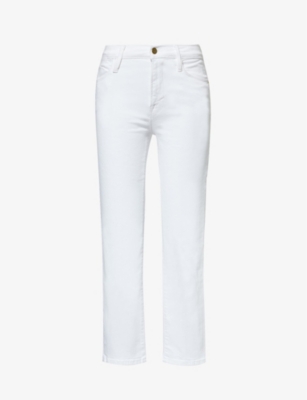 Frame Womens Blanc Le High High-rise Straight-leg Stretch-denim Blend Jeans