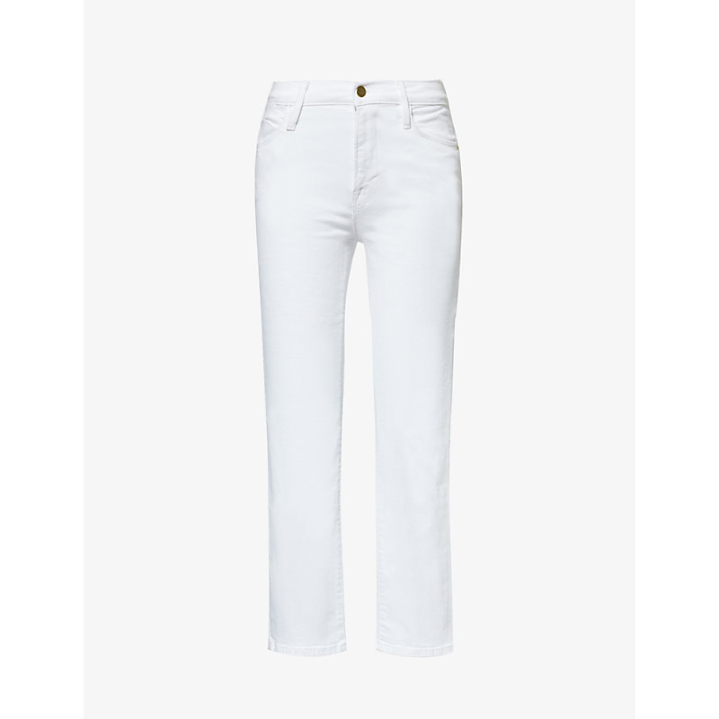 Frame Womens Blanc Le High High-rise Straight-leg Stretch-denim Blend Jeans