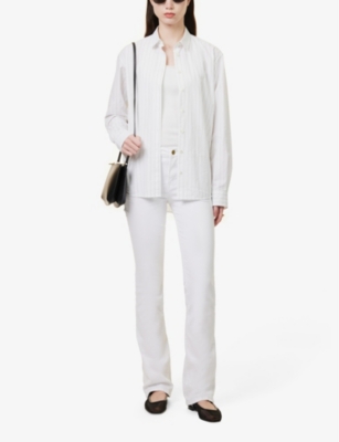 Shop Frame Womens Blanc Le Mini Boot Low-rise Straight-leg Stretch-denim Blend Jeans