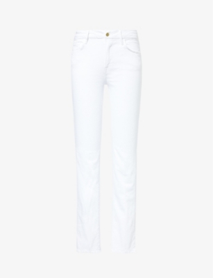 Shop Frame Women's Blanc Le Mini Boot Low-rise Straight-leg Stretch-denim Blend Jeans