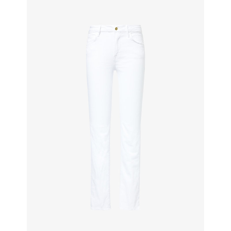 Shop Frame Women's Blanc Le Mini Boot Low-rise Straight-leg Stretch-denim Blend Jeans