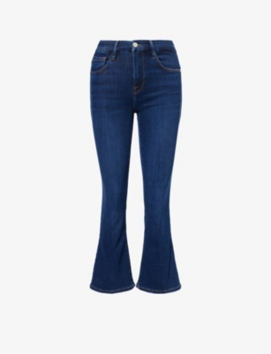 Shop Frame Women's Majesty Logo-embellished Flared-leg Mid-rise Stretch Denim-blend Jeans