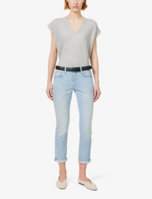 Shop Frame Women's Gris Heather Le V Organic-cotton Jersey T-shirt