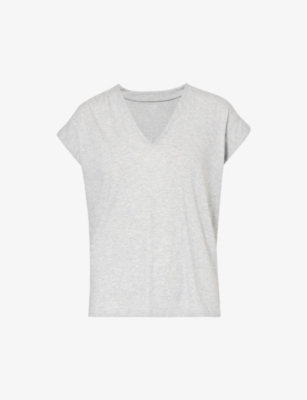 Shop Frame Women's Gris Heather Le V Organic-cotton Jersey T-shirt