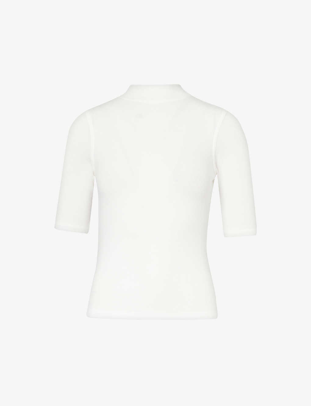 Shop Frame Mock-neck Ribbed Stretch-woven T-shirt In Off White