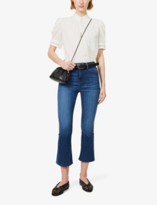 Frame Le One Crop Mini Bootcut Organic Cotton Blend Jeans In Lupine