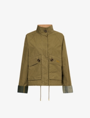 Barbour Womens Dusky Green Crowdon Boxy-fit Cotton Jacket