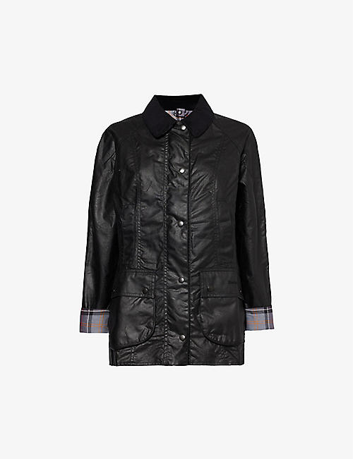 BARBOUR: Beadnell tartan-lined waxed-cotton jacket