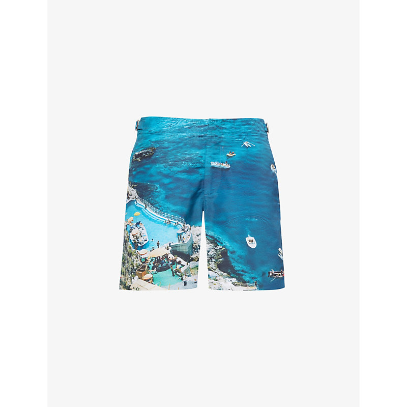 Orlebar Brown Mens Seaside Swimming Bulldog Graphic-print Swim Shorts