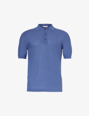 Orlebar Brown Mens Springfield Blue Maranon Regular-fit Cotton Polo Shirt