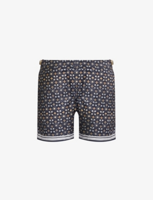 Shop Orlebar Brown Bulldog Floral-print Swim Shorts In Night Iris