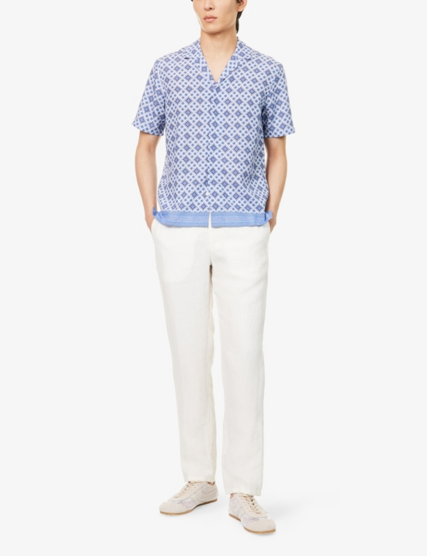 Cornell tapered-leg elasticated-waist  linen trousers