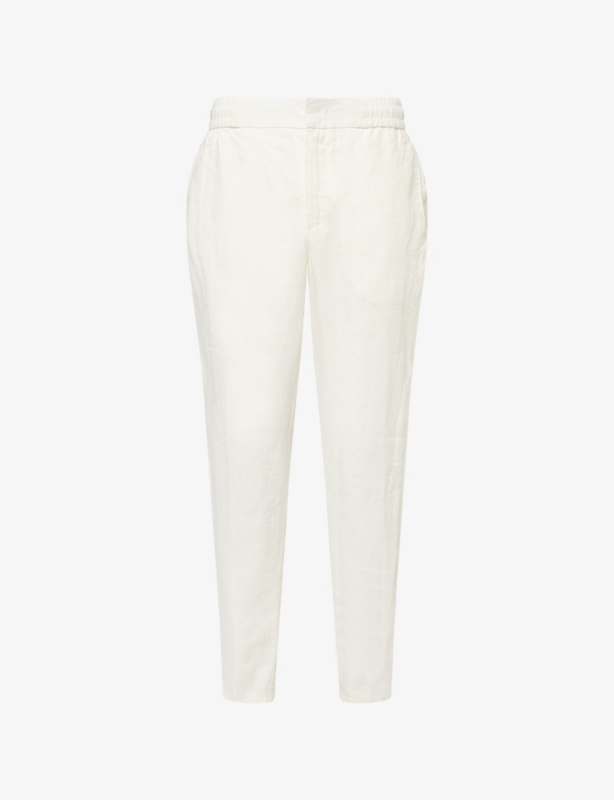 Cornell tapered-leg elasticated-waist  linen trousers