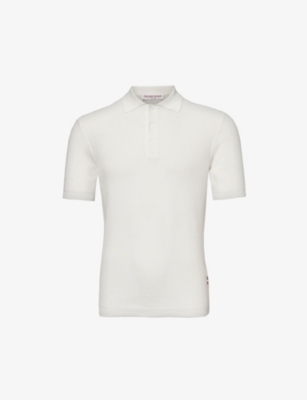 Orlebar Brown Mens White Jarrett Textured-weave Cotton-blend Polo Shirt