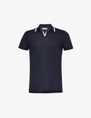 Shop Orlebar Brown Men's Night Iris Felix Regular-fit Linen Polo Shirt