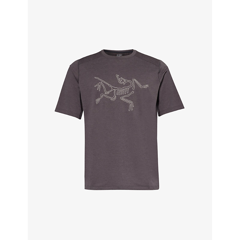 Arc'teryx Arcteryx Mens Black Heather Cormac Brand-print Regular-fit Woven T-shirt