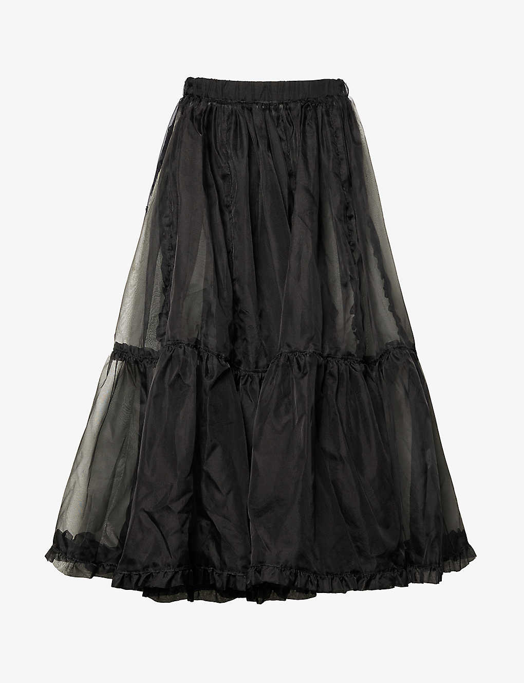 Tanner Fletcher Womens Black Phyllis Semi-sheer Silk Midi Skirt
