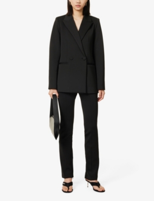 GOOD AMERICAN WOMENS BLACK001 SCUBA 2.0 PEAK-LAPEL STRETCH-WOVEN BLAZER 