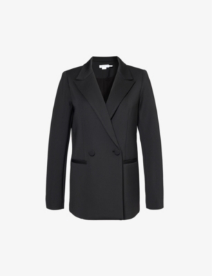 Good American Womens Black001 Scuba 2.0 Peak-lapel Stretch-woven Blazer In Black001