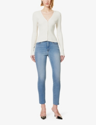 GOOD AMERICAN WOMENS GOOD AMERICAN GOOD LEGS SKINNY-LEG MID-RISE CROPPED STRETCH-DENIM JEANS 